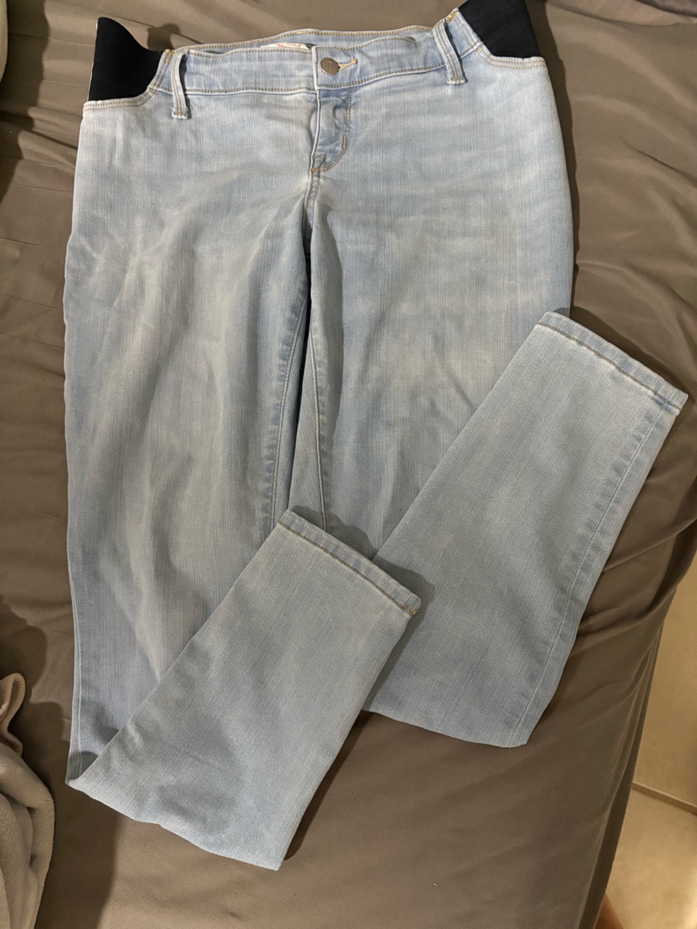 Light Wash Women's Jeans with Elastic Waist Panels